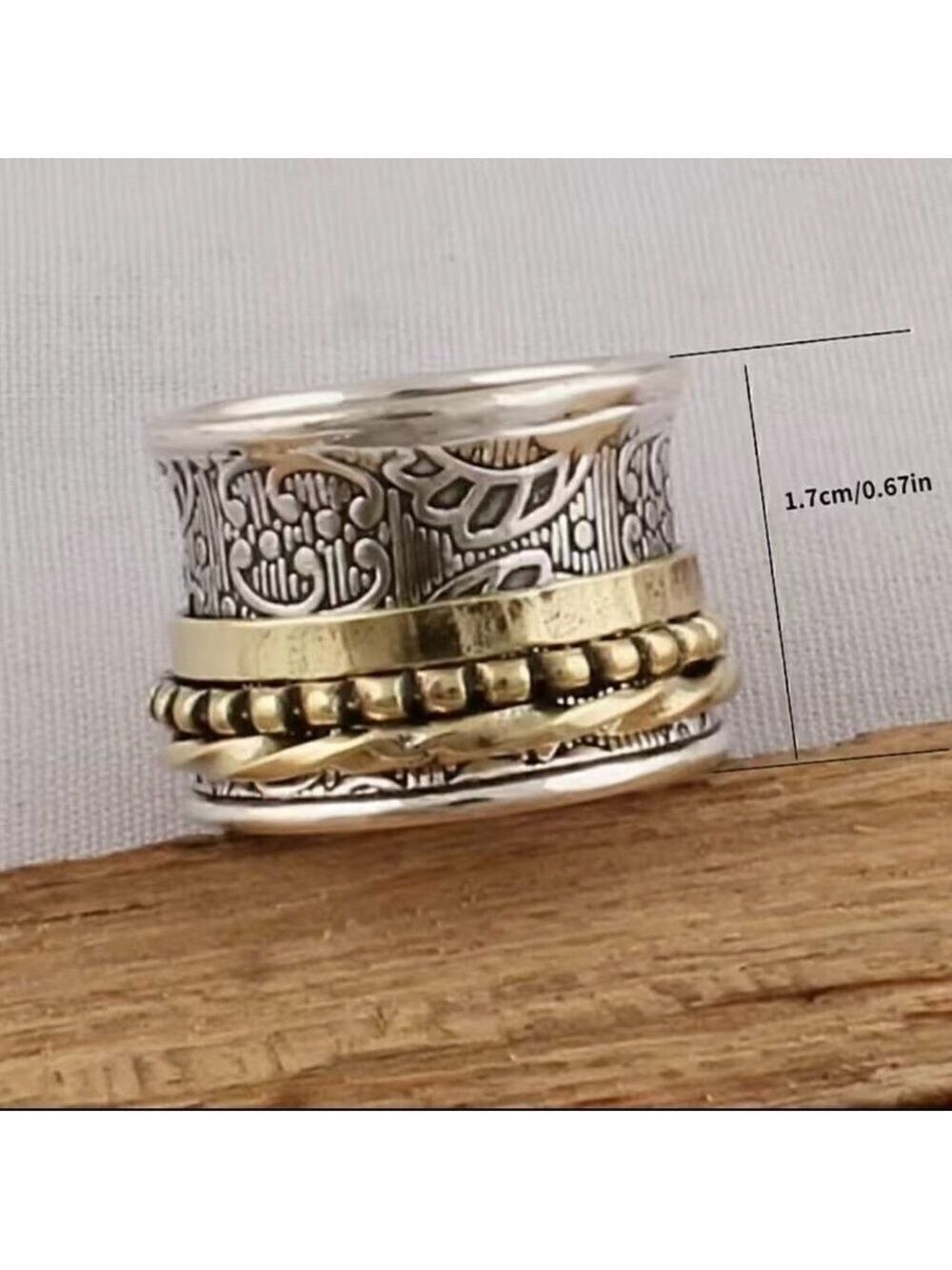 Boho Spinner Ring Two Tone Funky and Chunky #647 - Picture 6 of 11